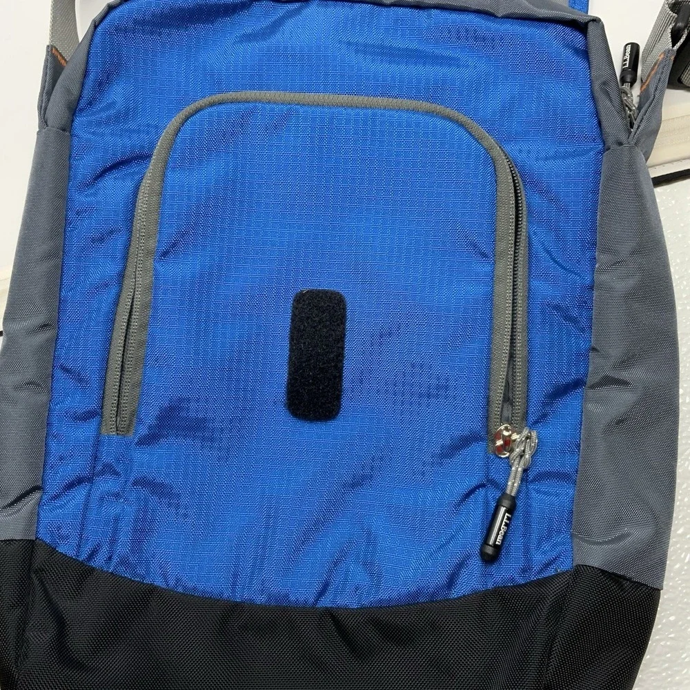 LL Bean Messenger Crossbody Bag Tablet Field Rip Stop Travel Blue Gray Black - Picture 8 of 12